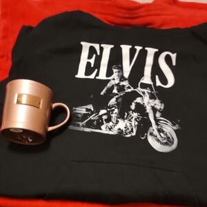 Elvis Black Graphic Hoodie Size L And Mug. Original Merchandise